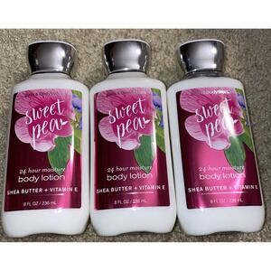 3x Bath & Body Works Sweet Pea Shea Butter Moisture Body‎ Lotion - 8oz